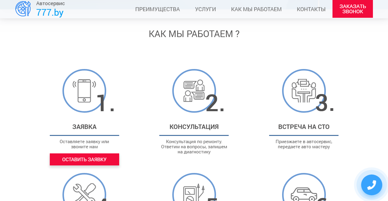 разработка лендо-каталога для сто-шиномонтажа